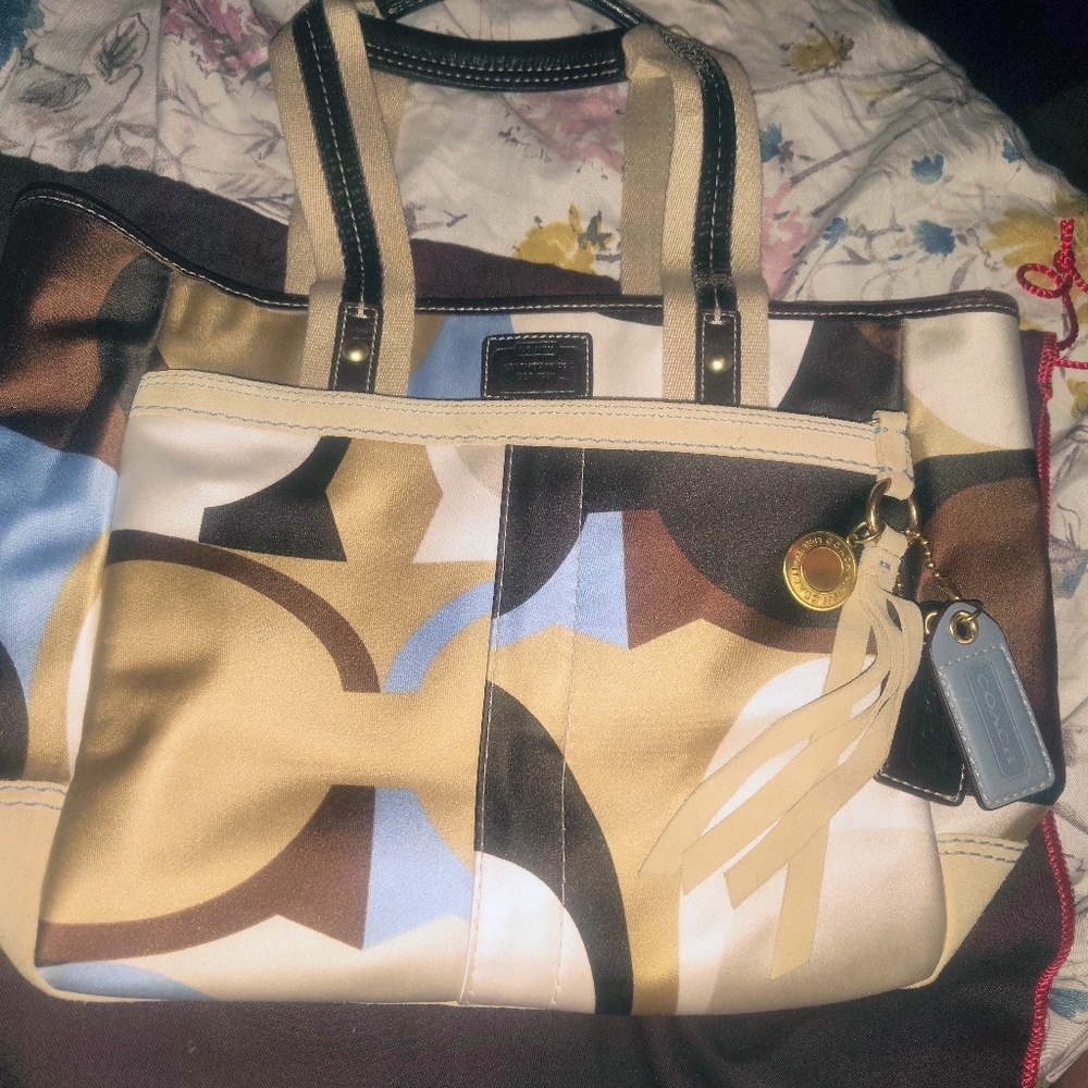 Satin Blue & Brown Coach - Vintage!